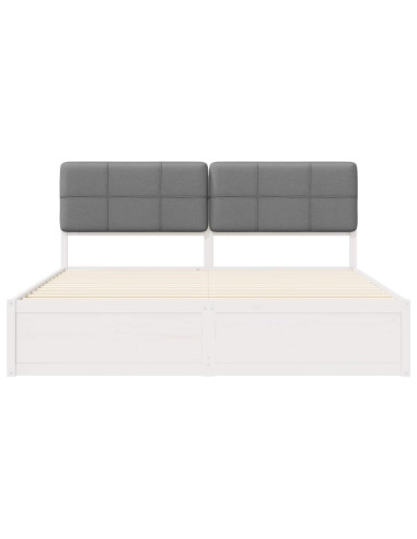 Letto con Testiera Rivestita Grigio chiaro 200 x 200 cm