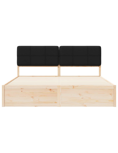 Letto con Testiera Rivestita Nero 180 x 200 cm Pino massello