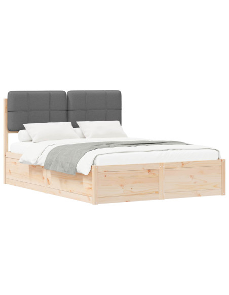 Letto con Testiera Rivestita Grigio scuro 160 x 200 cm