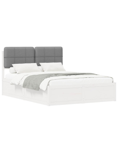 Letto con Testiera Rivestita Grigio chiaro 160 x 200 cm