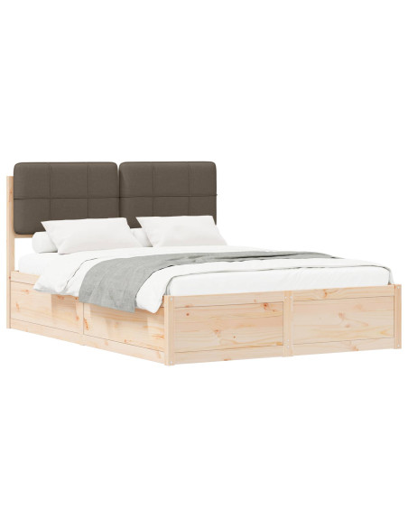 Letto con Testiera Rivestita Talpa 150 x 200 cm Pino massello