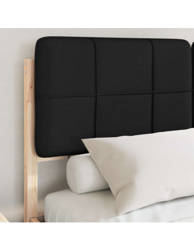 Letto con Testiera Rivestita Nero 140 x 200 cm Pino massello