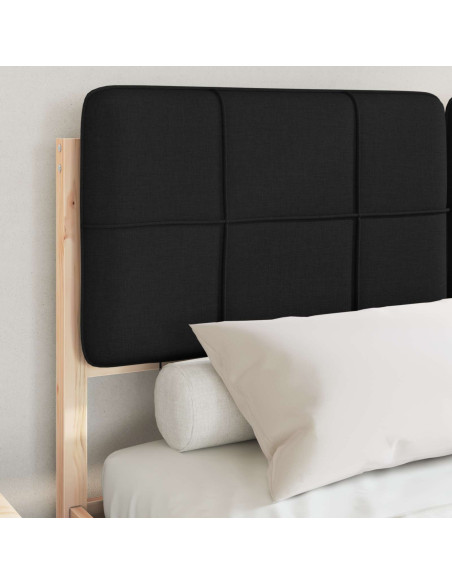 Letto con Testiera Rivestita Nero 140 x 200 cm Pino massello