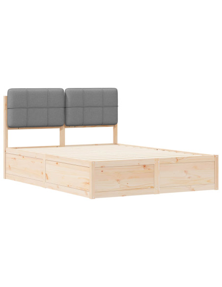 Letto con Testiera Rivestita Grigio chiaro 140 x 190 cm