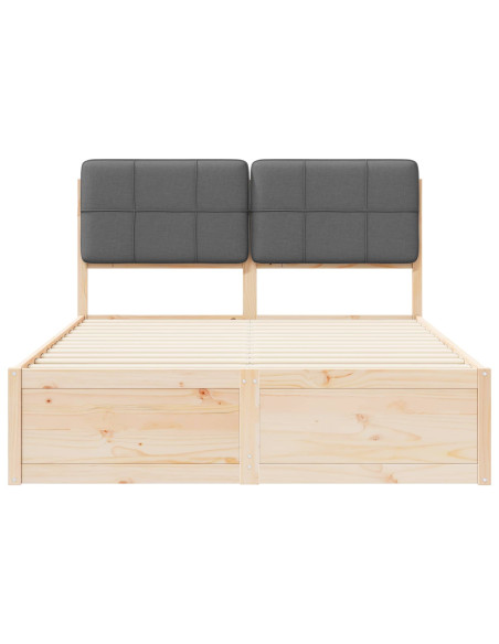 Letto con Testiera Rivestita Grigio scuro 140 x 190 cm