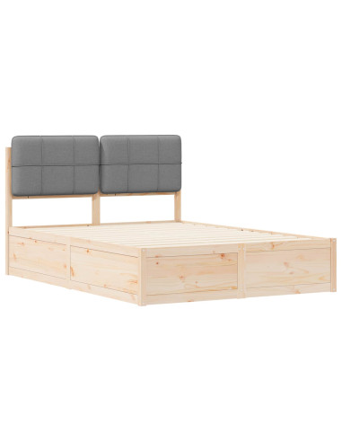 Letto con Testiera Rivestita Grigio chiaro 135 x 190 cm