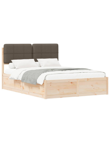 Letto con Testiera Rivestita Talpa 135 x 190 cm Pino massello