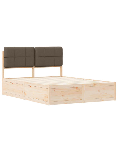 Letto con Testiera Rivestita Talpa 135 x 190 cm Pino massello