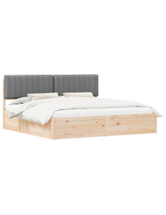 Letto con Testiera Rivestita Grigio chiaro 200 x 200 cm 2