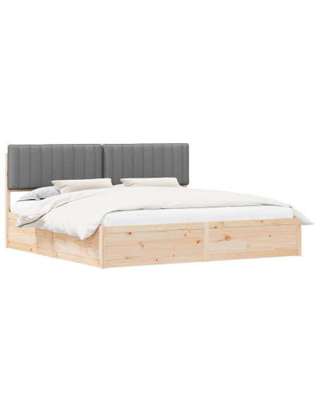 Letto con Testiera Rivestita Grigio chiaro 200 x 200 cm