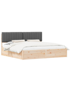 Letto con Testiera Rivestita Grigio scuro 200 x 200 cm 2