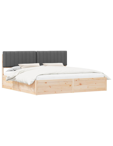 Letto con Testiera Rivestita Grigio scuro 200 x 200 cm