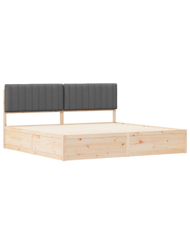 Letto con Testiera Rivestita Grigio scuro 200 x 200 cm
