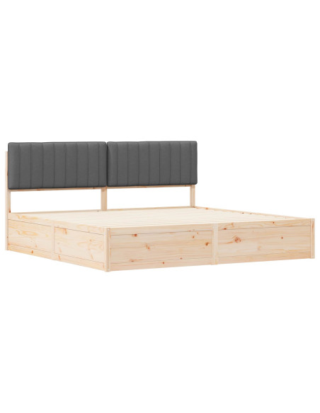 Letto con Testiera Rivestita Grigio scuro 200 x 200 cm