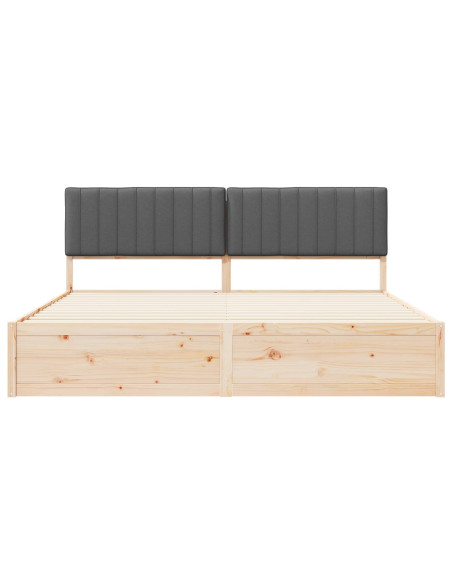 Letto con Testiera Rivestita Grigio scuro 200 x 200 cm