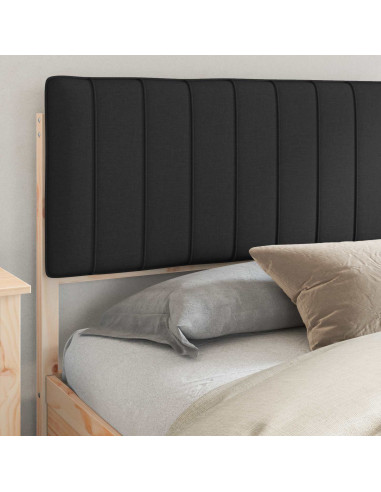 Letto con Testiera Rivestita Nero 200 x 200 cm Pino massello