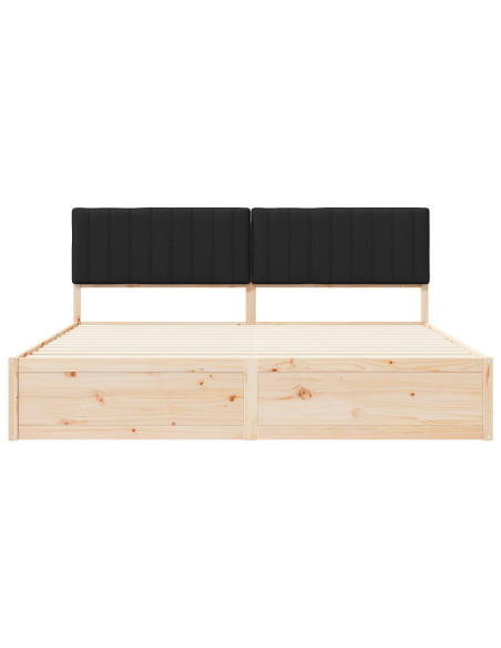 Letto con Testiera Rivestita Nero 200 x 200 cm Pino massello