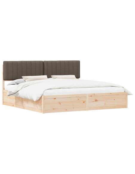 Letto con Testiera Rivestita Talpa 200 x 200 cm Pino massello