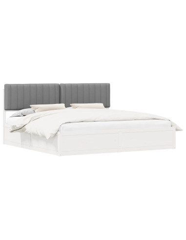 Letto con Testiera Rivestita Grigio chiaro 200 x 200 cm