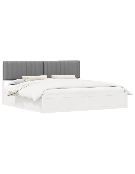 Letto con Testiera Rivestita Grigio chiaro 200 x 200 cm
