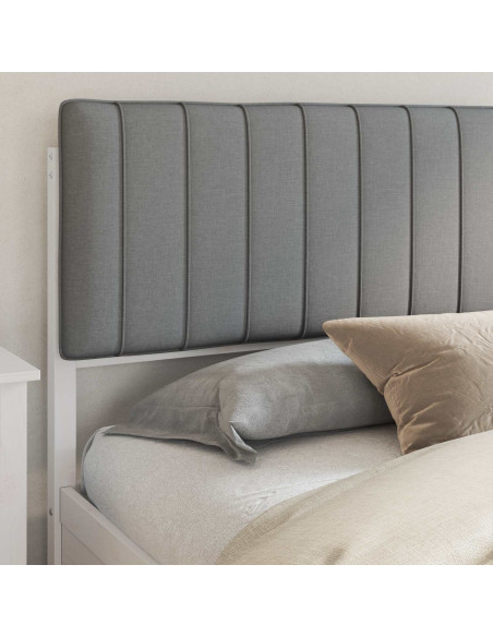 Letto con Testiera Rivestita Grigio chiaro 200 x 200 cm
