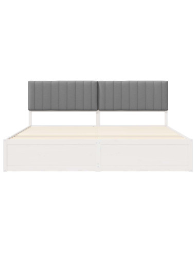 Letto con Testiera Rivestita Grigio chiaro 200 x 200 cm