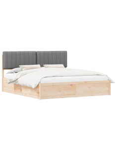 Letto con Testiera Rivestita Grigio chiaro 180 x 200 cm 2