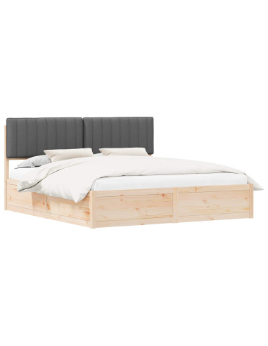 Letto con Testiera Rivestita Grigio scuro 180 x 200 cm