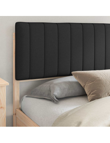 Letto con Testiera Rivestita Nero 180 x 200 cm Pino massello