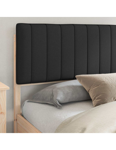 Letto con Testiera Rivestita Nero 180 x 200 cm Pino massello