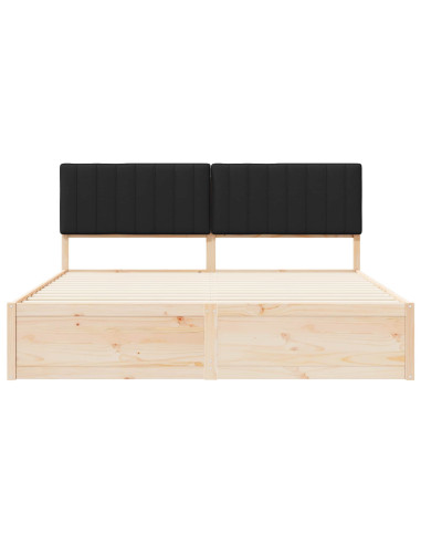 Letto con Testiera Rivestita Nero 180 x 200 cm Pino massello