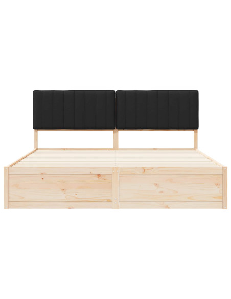 Letto con Testiera Rivestita Nero 180 x 200 cm Pino massello