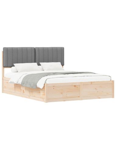 Letto con Testiera Rivestita Grigio chiaro 160 x 200 cm