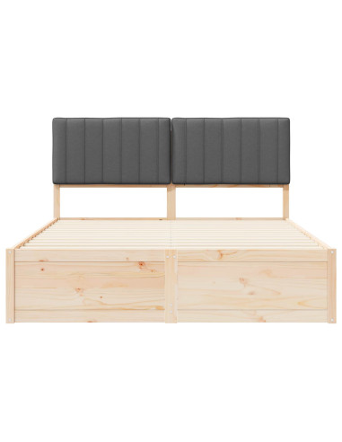 Letto con Testiera Rivestita Grigio scuro 160 x 200 cm