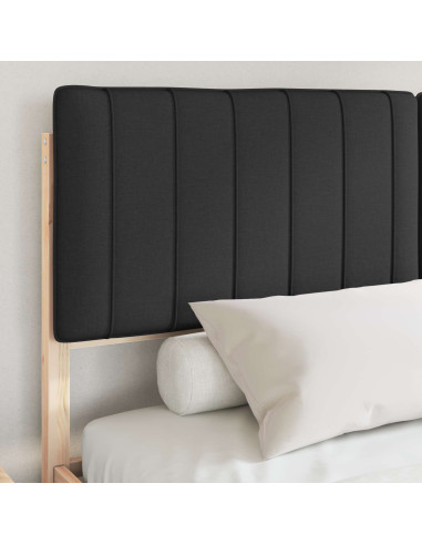Letto con Testiera Rivestita Nero 160 x 200 cm Pino massello