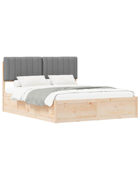 Letto con Testiera Rivestita Grigio chiaro 150 x 200 cm