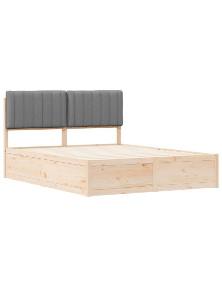 Letto con Testiera Rivestita Grigio chiaro 150 x 200 cm