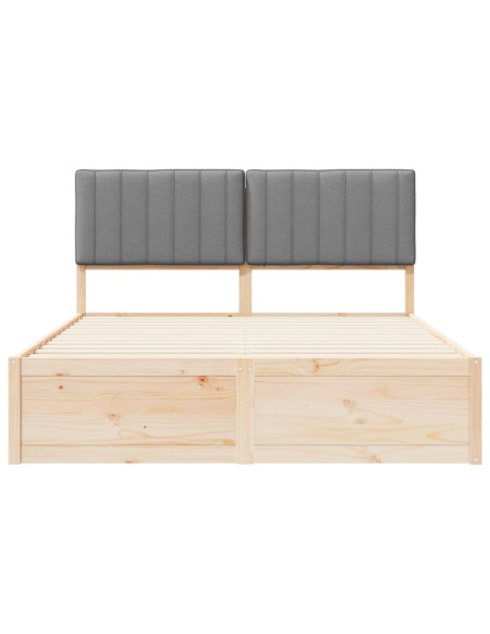 Letto con Testiera Rivestita Grigio chiaro 150 x 200 cm