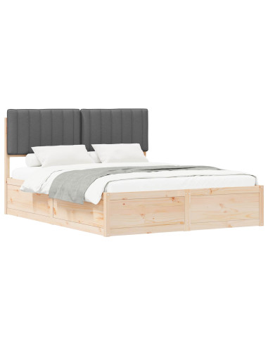 Letto con Testiera Rivestita Grigio scuro 150 x 200 cm