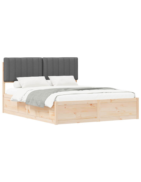 Letto con Testiera Rivestita Grigio scuro 150 x 200 cm
