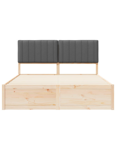 Letto con Testiera Rivestita Grigio scuro 150 x 200 cm