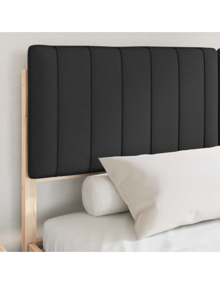 Letto con Testiera Rivestita Nero 150 x 200 cm Pino massello