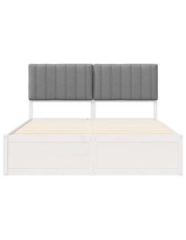 Letto con Testiera Rivestita Grigio chiaro 150 x 200 cm