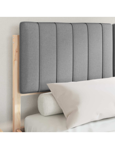 Letto con Testiera Rivestita Grigio chiaro 140 x 200 cm