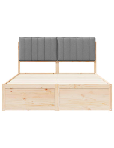 Letto con Testiera Rivestita Grigio chiaro 140 x 200 cm