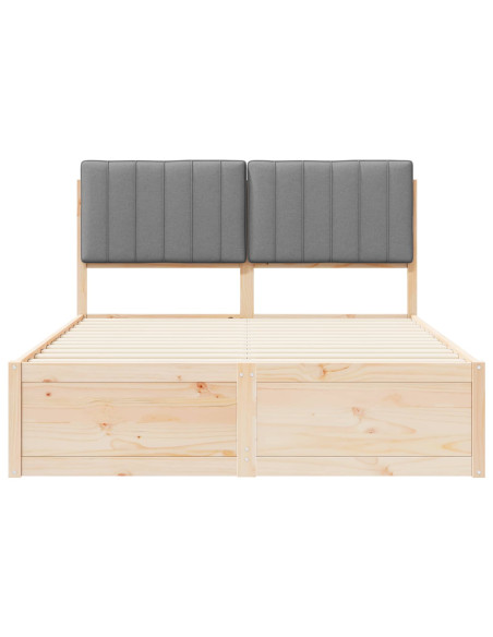 Letto con Testiera Rivestita Grigio chiaro 140 x 200 cm