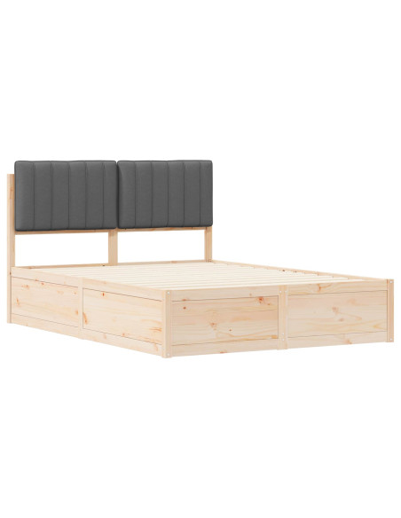 Letto con Testiera Rivestita Grigio scuro 140 x 200 cm