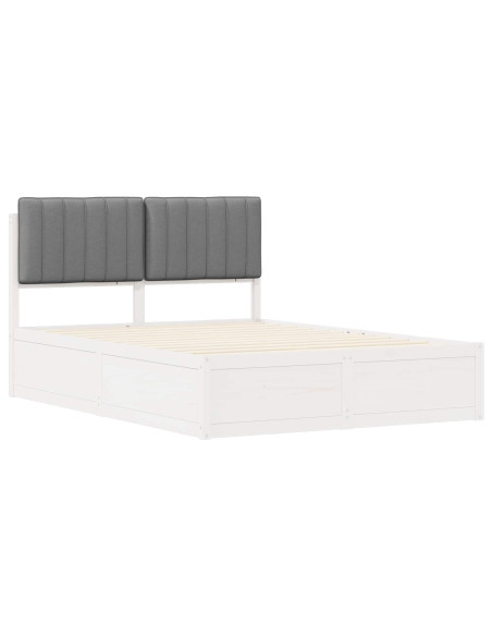 Letto con Testiera Rivestita Grigio chiaro 140 x 200 cm