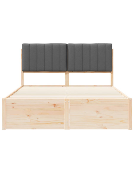 Letto con Testiera Rivestita Grigio scuro 140 x 190 cm