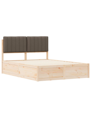 Letto con Testiera Rivestita Talpa 140 x 190 cm Pino massello